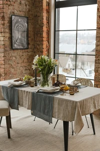 Dark Grey linen table runner