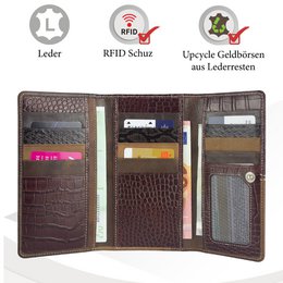 Cartera de mujer Sunsa. monedero de cuero. Cartera con protección RFID. Cartera sostenible hecha con retales de cuero. Cartera de mujer grande con muchos compartimentos para tarjetas de crédito: cartera/cartera para mujer, la mejor idea de regalo.