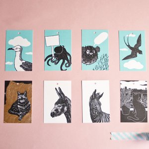 Cadeaulabel set dieren (8 stuks)