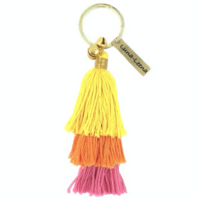 Luna-Leena keychain tassels yellow - bag charm - organic cotton - handmade in Nepal - bag hanger