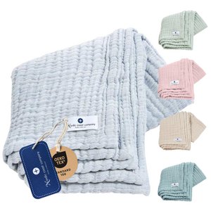 Blaue 4-in-1-Musselin-Babydecke