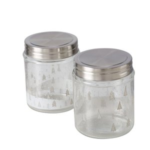 Glass storage jar with Christmas trees 625 ml