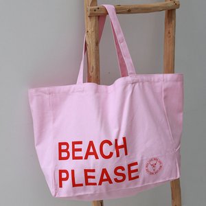 Canvas beach bag beach please pink