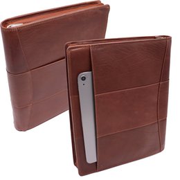 Estuche de cuero para escritura A4 - Carpeta para conferencias - Carpeta para documentos A4 - Funda para tableta y portátil - Carpeta de anillas extraíble