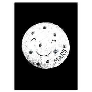 Kinderkamer poster Mars - Planeten serie - Zwart wit