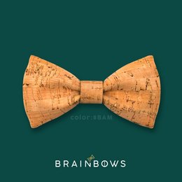 Natural cork bow tie with a unique textured pattern.
