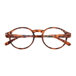 Tortoise-patterned round computer glasses with a classic, stylish design.