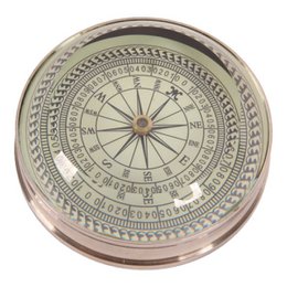  "Round glass compass paperweight, nautical design, vintage style, clear transparent dome, 8cm diameter"