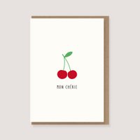 Folded card with envelope - "Cherries - Mon Chérie"