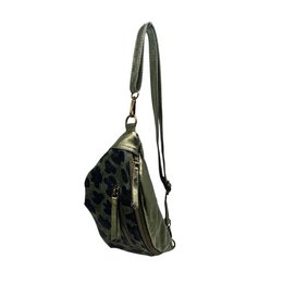 Marsupio in pelle leopardata con 2 cerniere