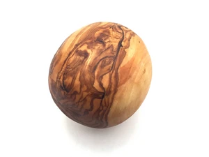 Olijfhouten bal, uit de vrije hand gesneden decoratieve houten bal groot