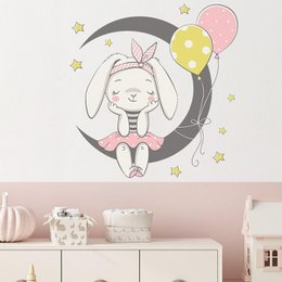 Kanin sidder på månen piger soveværelse wallsticker