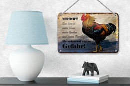Tin sign note 18x12cm chicken beware of my house decoration