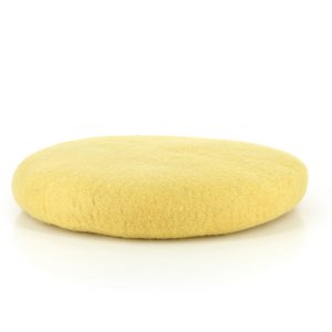 Zitkussen rond GEEL van VILT, 100% natuurlijk materiaal, 38 cm ROND vele kleuren pastel, vilt met wolvulling, fairtrade & handgemaakt uit Nepal