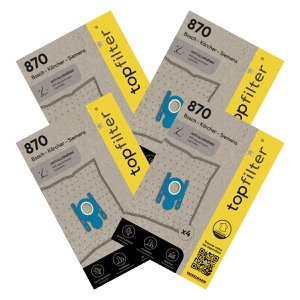 Set van 4 pakjes van 4 stofzuigerzakken 64870 voor Bosch en Siemens TopFilter Premium