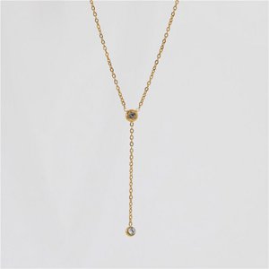Foma - Minimalist Tassel Crystal Drop Necklace