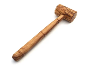 Vleesvermalser ronde vleeshamer van olijfhout