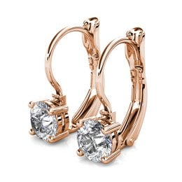 Round Earrings - Rose Gold and Crystal