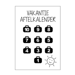 A black and white wall calendar with numbered squares representing vacation days. The calendar has a simple, minimalist design with a smiley face icon at the bottom.