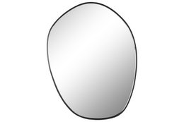  Oval-shaped black metal mirror, 60 cm wide, 2.5 cm deep, and 78 cm tall, suitable for decorative use.