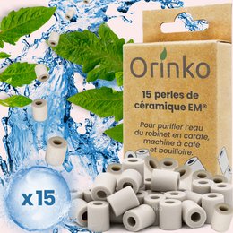 Gray ceramic beads for water filters, pack of 15 beads.