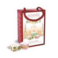 Ballotin van diverse nougats: naturel, pistache en framboos - 80 g