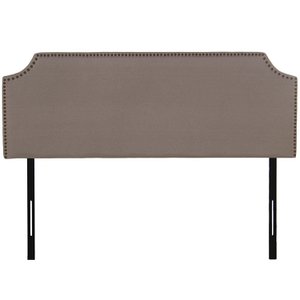 BEIGE POLYESTER GESTOFFEERD BEDHOOFDeinde, ZWART METALEN POTEN 160X7X117/127CM, SUP:160X57CM LL73002