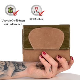 Sunsa damesportemonnee. Leren portemonnee. Portemonnee met RFID-bescherming. Portemonnee gemaakt van overgebleven leer. middelgrote portemonnee voor dames met veel creditcardvakjes - portemonnee voor dames, cadeau-idee