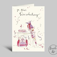 School enrollment card with unicorn and school cone | Back to School Card in Purple | Folded card with envelope