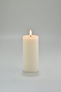 LED-Kerze weiß mit Timer und Wachsspiegel 