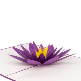 A pop-up card featuring a vibrant purple lotus flower design. The card is made of high-quality materials and features intricate details that create a 3D effect when opened.