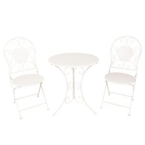Bistroset Bistrotafel Bistrostoel 3-delig Ø 60x70 Wit IJzer Balkonset