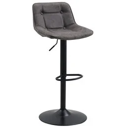 Anthracite-colored bar stool with a padded, tufted seat and adjustable height.
