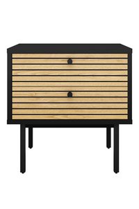 Nachtkastje zwart/eiken echt houtfineer