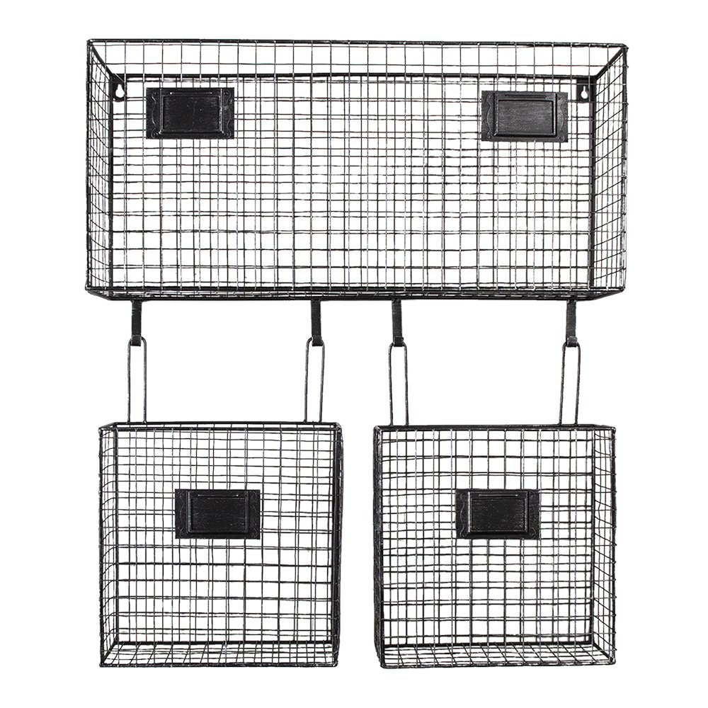 Wandrek 56x12x65 cm Zwart Metaal Muurrek