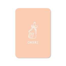  Greeting card with the text "Cheers" and an icon of a champagne bottle.