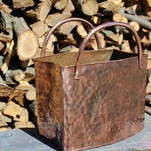 Copper Magazine Holder – Handmade Decorative Basket - copper storage or planter