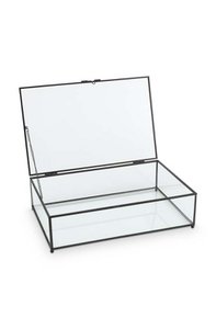 Storage Box Glass with Metal Black Frame 21x33x9cm