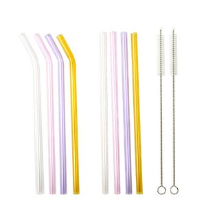 SMOOTHIE PARTY Reusable glass drinking straw set mixed pastel