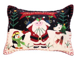 Kussen Kerstman/Pinguïn/Ijsb, vilt