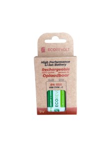 ECOREVOLT 9V – Pile rechargeable USB-C 650 mAh