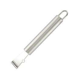 Stainless steel citrus zester with a sharp blade for easily zesting lemons, limes, and other citrus fruits. Ideal for adding fresh citrus flavor to dishes and drinks.