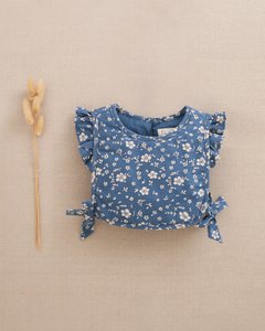 Floral quilted baby girl vest with side ties P154-11605352