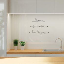 Wire Wall Decoration - "Love is cooked every day" - Valentine's Day / Mother's Day Gift