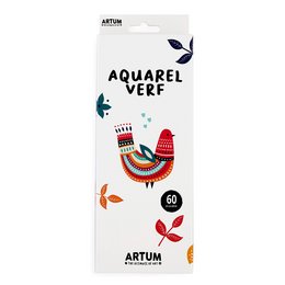 This watercolor paint set contains 60 vibrant colors in a variety of hues, perfect for artists and hobbyists. The set includes a range of shades that can be used for painting, drawing, and other creative projects.