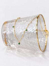 Vintage Emerald Dewdrop Delicate Necklace