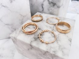 R1067 Rolling Anxiety Fidget Ring Rose Gold Stålfarve