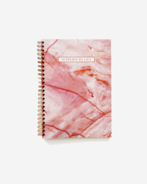 A5 spiral notebook with a luxurious rose quartz marble cover design. Made of high-quality materials for a premium writing experience.