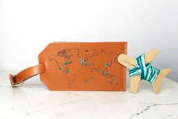Stitch Map Bagagemærke - Brun