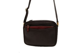 Burgundy coffee-colored shoulder bag with a rectangular shape, made of a durable material, featuring a zippered main compartment and an adjustable strap for comfortable carrying.